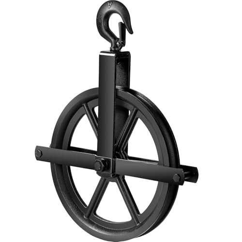 Aunocy Scaffolding Pulley Hoist, 12in Heavy Duty Wheel Block with Ball Bearings, 1000lbs Loading Lifting Cable Rope System for Construction Electric Lift