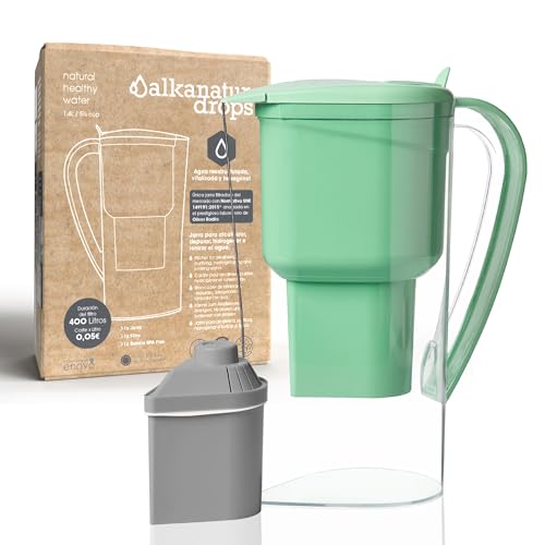 Image of Alkanatur Alkaline Hydrogen Water Filter Pitcher - Removes Fluoride, Chlorine, Microplastics, PFAs, Lead - Activated Coconut Carbon + Clinoptilolite Zeolite, Ionizer, pH 9.5, Adds Magnesium