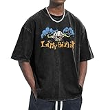 Unisex Bizkit Rap Rock Band Limp T-Shirt Baumwolle T-Shirt Antik Waschverfahren Abgesenkte Schulter Kurzarm für Büro Wochenenden und sportliche Aktivitäten