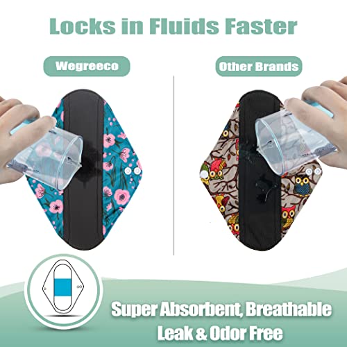 Image of wegreeco Reusable Menstrual Pads - Reusable Sanitary Pads | Reusable Panty Liners | Soft Cloth Menstrual Pads - 6 Pack with 1 Cloth Mini Wet Bag (L, Rose)