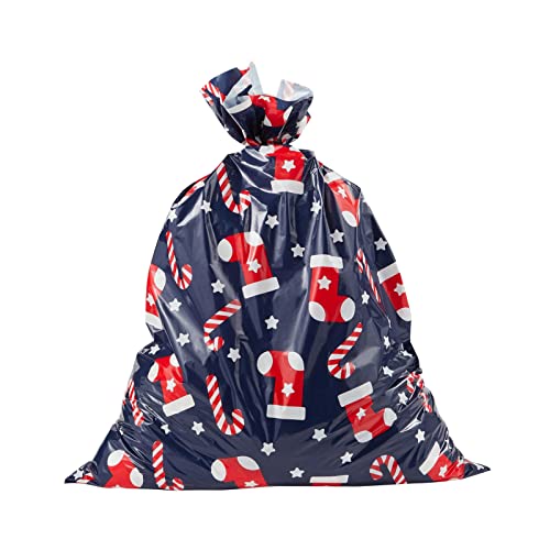 Juvale 6 Pack Jumbo Christmas Candy Cane Gift Bags, Large Plastic Gift Sack With Strings (Blue, 3X4 Feet) #TOP7