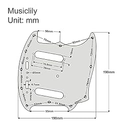 Musiclily Pro 12 Trous Guitare Pickguard Plaque de Protection pour Fender américain Mustang, 4plis Aged White Pearl - Les Beatles, Paul McCartney, John Lennon, RIngo Starr, George Harrison Musiclily Pro 12 Trous Guitare Pickguard Plaque de Protection pour Fender américain Mustang, 4plis Aged White Pearl – Image 2