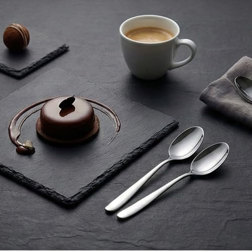 Image of 6.4 inch Sterling Silver Dessert Spoons Set of 4 - Food-Grade 18 /8 Stainless Steel Teaspoons, Durable Mirror Polished Silverware Spoons, Perfect for Home, Restaurant, and Gifting