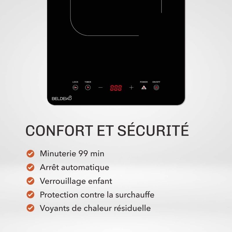 BELDEKO Plaque Induction Portable 1 Feu 2100W - Marque Française