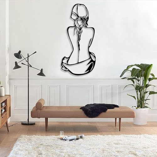 OZF Minimalist Female Line Art Metal Wall Decor, Modern Abstract