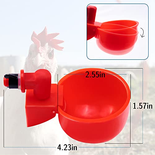 Pack 10 Chicken Waterer Cups,Chicken Feeder Cup For Chicken Duck Turkey Rabbit,3/8 Inch Thread Automatic Filling,Solution For Poultry Watering (10) (10) #TOP2