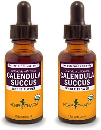 Herb Pharm Certified Organic Calendula Succus Liquid Topical Extract for Minor Pain Support - 1 Ounce (Pack of 2)