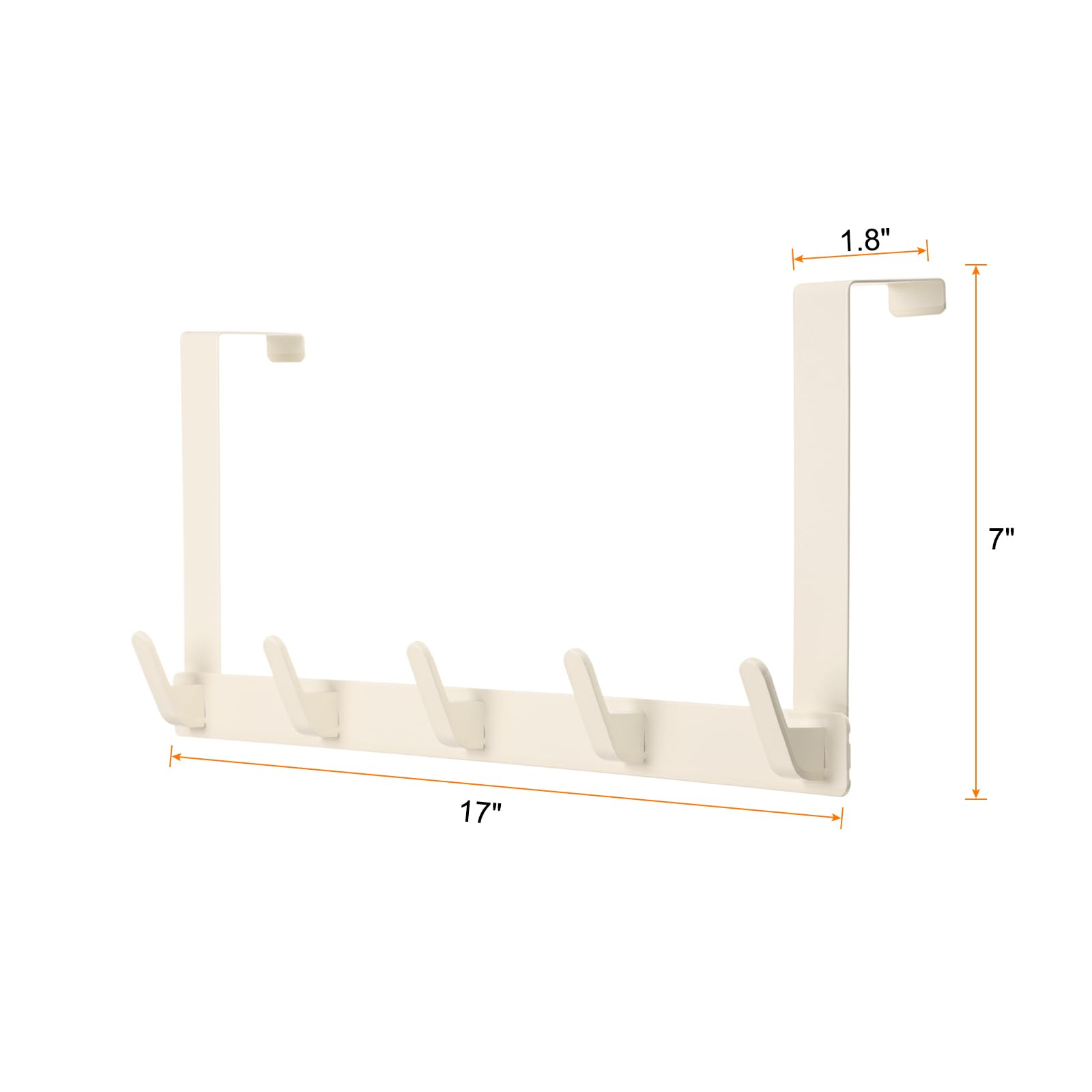HARFINGTON Ganchos de metal extendidos para colgar abrigos, bolsas y sombreros sobre la puerta, toalleros con 5 ganchos para baño detrás de la puerta, color blanco