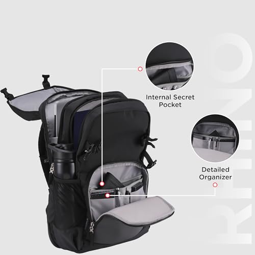 Image of HARISSONS RHINO Laptop Backpack | 30L | Fits 15.6 inch Laptop | 420D PU-Coated Polyester & Vegan Leather | Office, Commute & Travel | Laptop Protection, Trolley Sleeve, Organizer