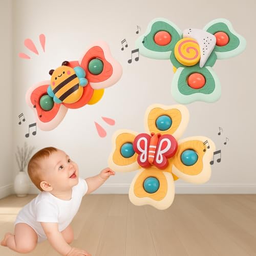 Image of Toy Imagine Insect-Themed Suction Spinner Toys for Babies & Toddlers - Fidget Toys for Kids 0 to 5 Years - Travel-Friendly Baby Toy (Insect-Themed-1)