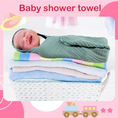 Image of Peryiter 6 Pcs Muslin Hooded Baby Towels, 32 inchx 32 inch Cotton Newborn Bath Towel Muslin Infant Baby Blankets Absorbent Unisex Newborn Registry Gift Essentials for Girls Boys (Red)