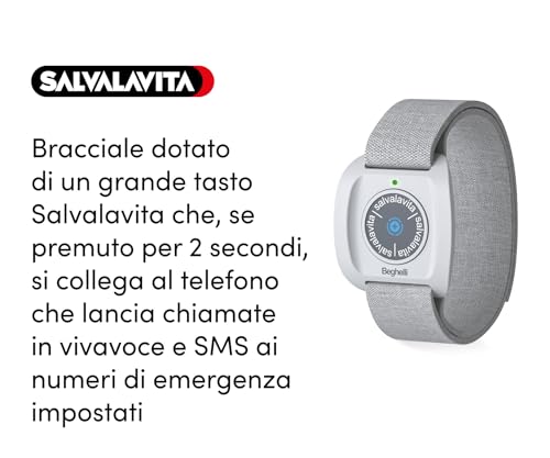 Beghelli - Kit Salvalavita Phone SLV20 Plus + Bracciale Band Telefono Anziani, gsm SOS, Chiamata Rapida, Telesoccorso Indossabile, GPS, Sensore Caduta, Ampio Display, 2.8 Pollici, Nero - 6