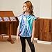 Jxstar Boys Girls Metallic Hoodie Vest Kids Shiny Zip Up Outfit Sleeveless Disco Shirt with Pocket, 10-11Y