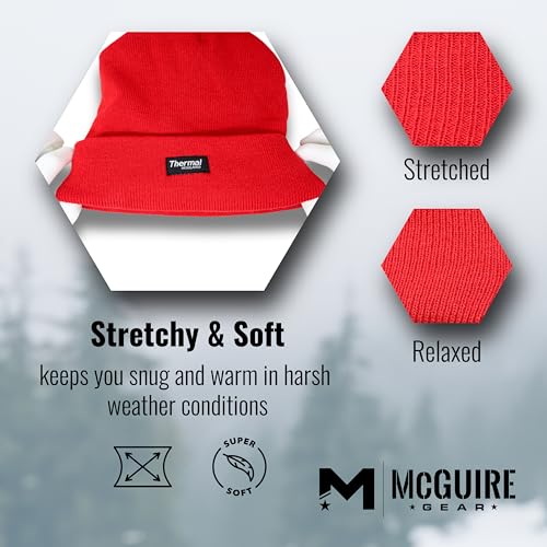 McGuire Gear Thermal Insulated Watch Cap Beanie, 40 Gram Insulation, Water Resistant, Warm Lightweight Winter Hat (Black)