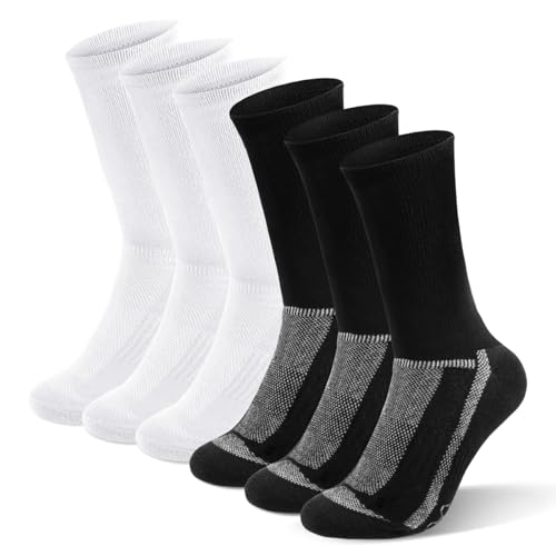 HAGOT - HAGOT Lot de 6 paires de chaussettes de cyclisme pour homme et femme, blanc + noir, taille 39-42