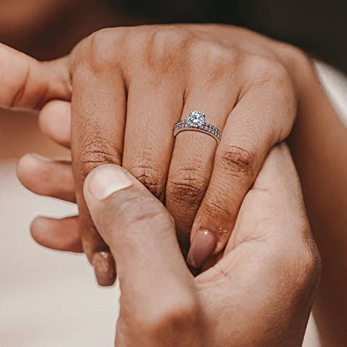 Diamday Sterling Silver Engagement Rings For Women 2Ct/2.5Ct/3Ct Solitaire Cubic Zirconia Wedding Band Oval Square Stackable Eternity Promise Rings For Women Jewelry Gift Size 7 #TOP1