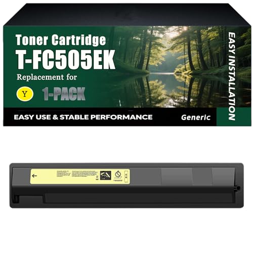 T-FC505EK Toner Cartridge Work for Toshiba E-Studio 2505AC 3005AC 3505AC 4505AC 5005AC Printers, High-Capacity 48400 Pages, Clear lines (1 Pack Yellow)