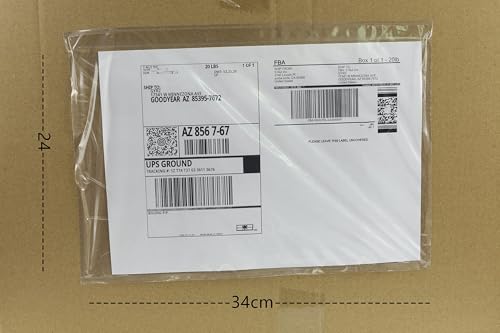 100PCS(240x340mm) FBA Transparente Versandtaschen aus Folie für Lieferscheine, Rechnungen Lieferscheintaschen warensendung A4 selbstklebende Begleitpapiertaschen Dokumententaschen