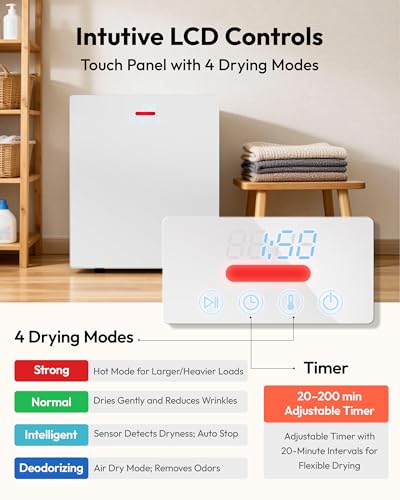 image for EUHOMY 1.5 Cu.ft. Portable Dryer with 4 Drying Programs, 5.5 lbs Cloth