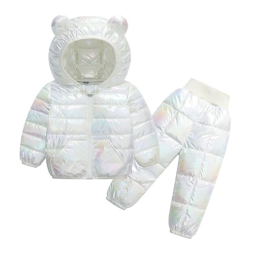 Toddler Snow Suits Boys Girls Hooded Down Jacket & Ski 𝗕𝗶𝐛 Pants Set Baby Snowsuit Coat Infant Winter Jumpsuit
