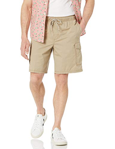 Amazon Essentials Men's 9' Elastic Waist Cargo Short, Khaki Brown, X-Large