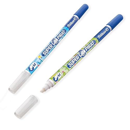 Pelikan Tintenlöscher Super Pirat Blau/Grün, Strichstärke M (Multispitze) Tintenkiller zum Löschen und Überschreiben, 2 Stück