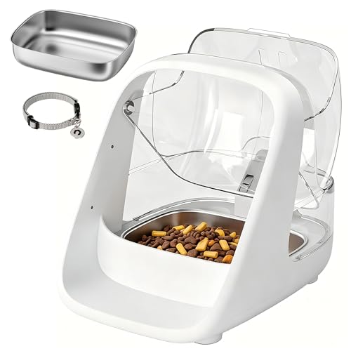 ePawDen Microchip Cat Feeder for Multi-Cat Homes, RFID Pet Feeder that Stops Food Stealing, Works with Microchip or RFID Tag, Rechargeable, Stainless Steel Bowl for Wet & Dry Food