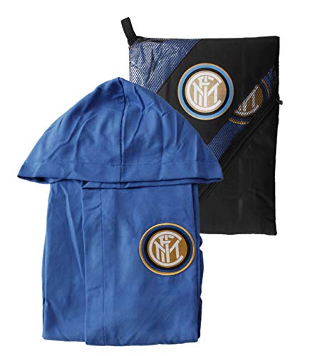 Accappatoio Ufficiale FC Internazionale Per Bambino Con Cappuccio - Micro Spugna 100% Cotone - Taglie 4 A 14 Anni - Nero/Azzurro