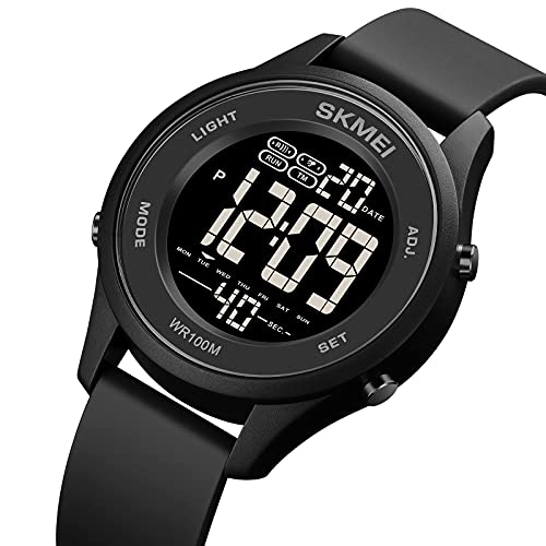 Gosasa Students Simple Digital Watch 100M Waterproof With Silicone Strap Stopwatch Alarm Countdown Dual Time, Ultra-Thin Super Wide-Angle Display Digital Wrist Watches For Men Women #TOP1