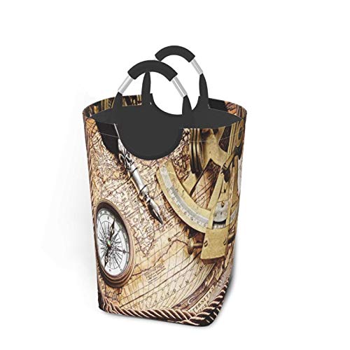 Wäschesack,Vintage Voyage Theme Lifestyle Druck,Großer faltbarer Wäschekorb,zusammenklappbarer Wäschekorb,zusammenklappbarer