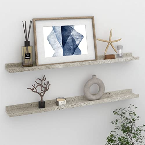 WEHUOSIF Wall Shelves 2 pcs Concrete Gray,Plant Wall Shelf,Photo Wall