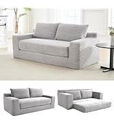 70.87" Loveseat Sofa with Pull-Out Bed, 2-in-1 Convertible Corduroy Sleeper Sofa with Deep Seat a...