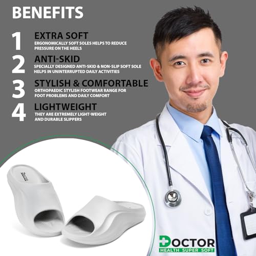 Image of DOCTOR HEALTH SUPER SOFT Men's Double Buckle Slide Sandals | Lightweight Cushioned EVA Slippers | Anti-Slip Comfortable Open Toe Casual Slides for Indoor Outdoor Everyday Wear