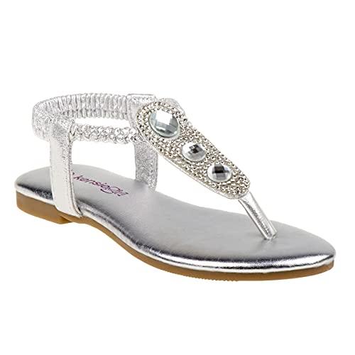 Kensie Girl Cali Sandal, Silver, 4 Medium US Big Kid