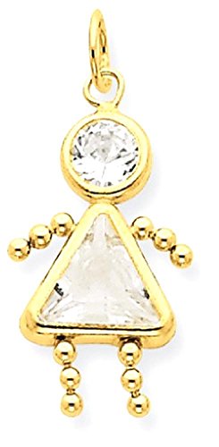 14K Yellow Gold April Girl Birthstone Charm Necklace Pendant Kid Fine Jewelry For Women Gifts For Her #TOP7