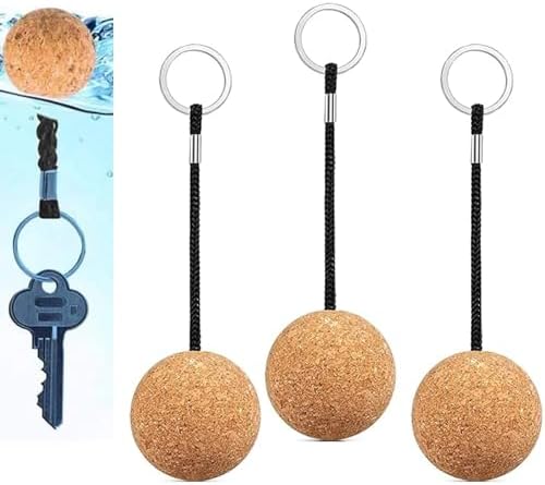GSYFBT 4 Pcs Floating Wooden Ball Cork Keyrings, 50mm Ball Floatable ...