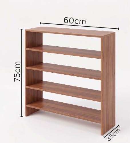 Image of Spyder Craft Engineering Wood Open Shelf Shoe Organizer Shoe Cabinet for Home, Shoe Rack with Multiple Shelves, Space Saving Shoe Rack for Entryway, Living Room & Bedroom, Noce Lyon, DIY Assembly
