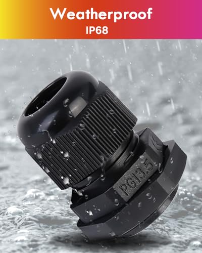 Kabelverschraubung Set mit Dichtungen, Gorffy 60 Stück IP68 Kabeldurchführung Wasserdicht PG7 PG9 PG11 PG13.5 PG16 PG19, Kabelverschraubungen für Outdoor Garten, Kunststoff Nylon Kabeldurchführungen