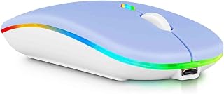 UrbanX Bluetooth Rechargeable Mouse for Lenovo ThinkPad E15 Gen 2 Laptop Bluetooth Wireless Mouse Designed for Laptop/PC/Mac/iPad pro/Computer/Tablet/Android RGB LED Lavender Purple