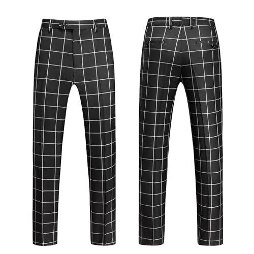MOGU Men's Plaid Tuxedo Suit - Double Breasted 2-Piece Checkered Set with Suit Jacket and Pants for Prom and Wedding3