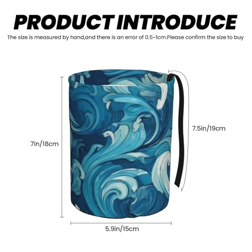 Image of Small Car Trash Can, Ocean Waves Design Hanging Foldable Car Trash Bag, Waterproof Leakproof Garbage Bin, Car Interior Organizer Accessories