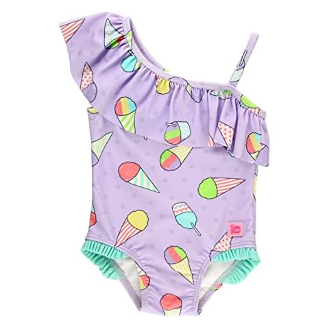 RuffleButts® Baby/Toddler Girls Ruffle Strap One Piece Swimsuit w/UPF 50+ Sun Protection, Purple, 3 Years Cover