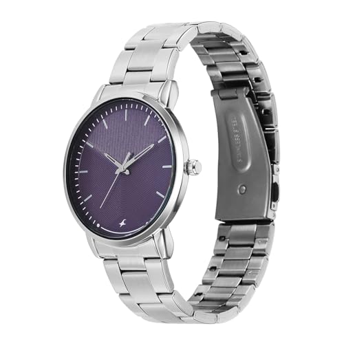 Image of Fastrack Stunners X Quartz Analog with Purple Dial Steel Stainless Steel Strap Watch for Men - 38159SM08