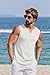 COOFANDY White Knit Tank Top Men Casual Sleeveless V Neck T Shirt Lightweight Textured Tank Top Crew Neck Tee Shirts