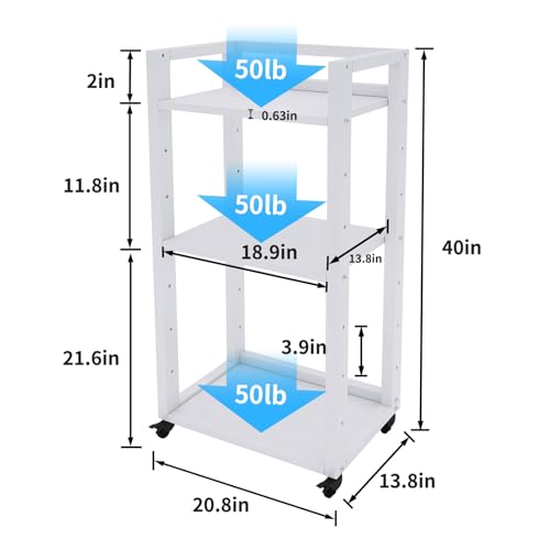 Image of Natwind 3-Tier Tall Printer Stand,Shredder Stand Computer Host Holder,White