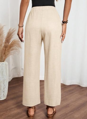 Image of Acelitt Women Casual Lightweight Drawstring Elastic Waist Pants with Pockets, S-XXL