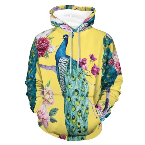 Sweatshirt Pull pour Homme Femme Fleurs de Paon S | La Solution Contre le Froid Style Streetwear