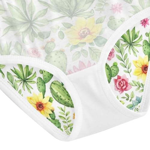 Colorful Watercolor Cacti Succulent Flowers Toddler Girl Undies, Girls Underwear, 2T–8 Years4