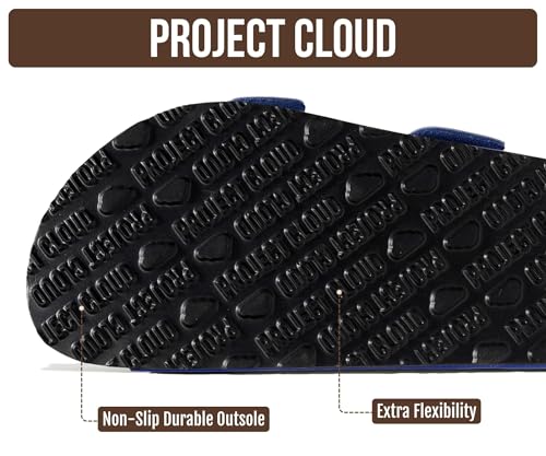 Image of Project Cloud 100% Genuine Leather Footbed Sandals for Women 2026 Comfortable Beach Essentials Womens Sandals Memory Foam Vacation Essentials Slides for Women Footwear (Santorini)