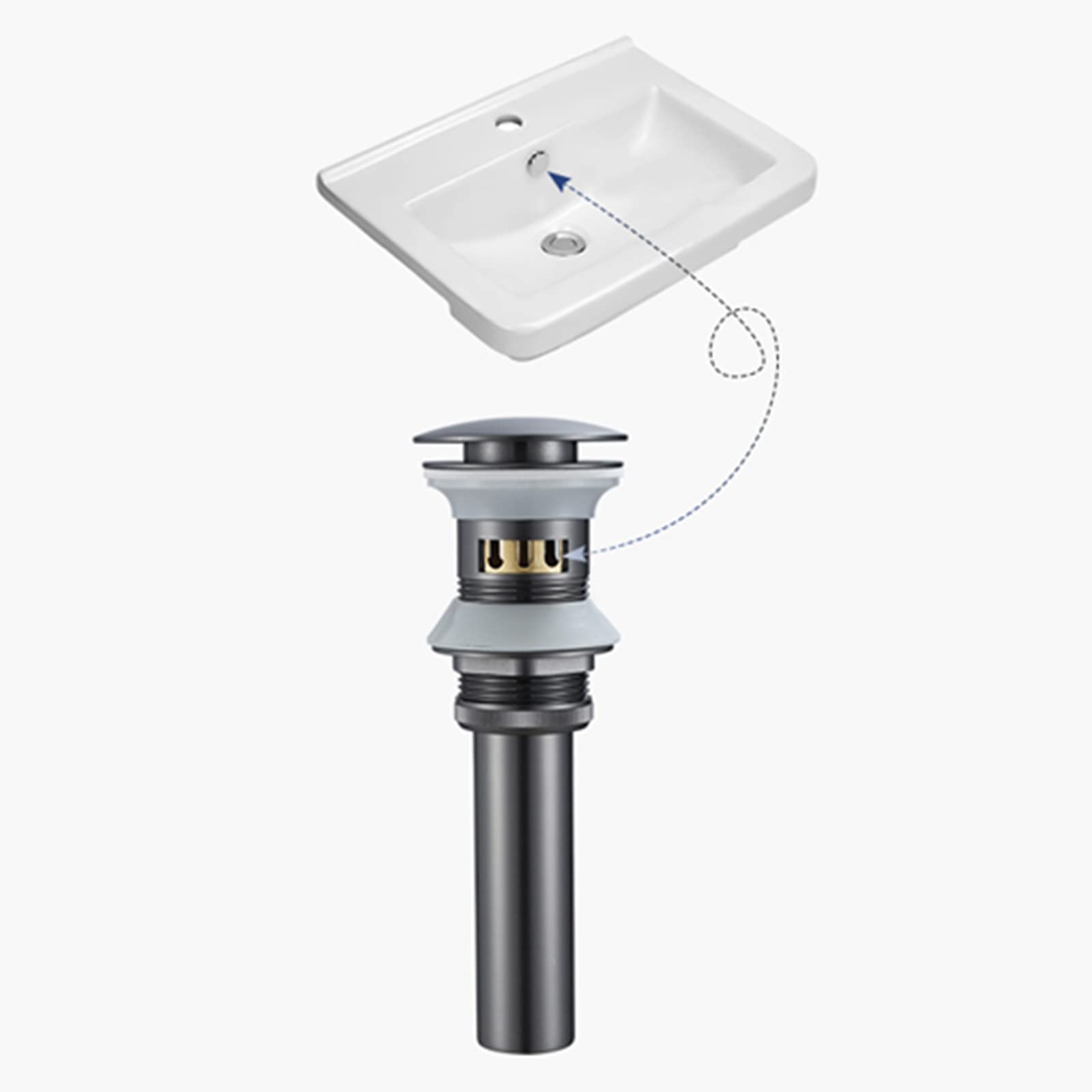 Bonde Lavabo Universelle Bonde Clic Clac avec Trop Plein Bonde de Vidage Lavabo Pop Up Laiton 1 1/4" Pour Évier De Robinet De Salle De Bain